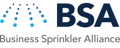 Four rows of blue dots above the words Business Sprinkler Alliance